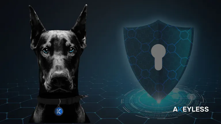 Akeyless black guard dog and cyber security logo