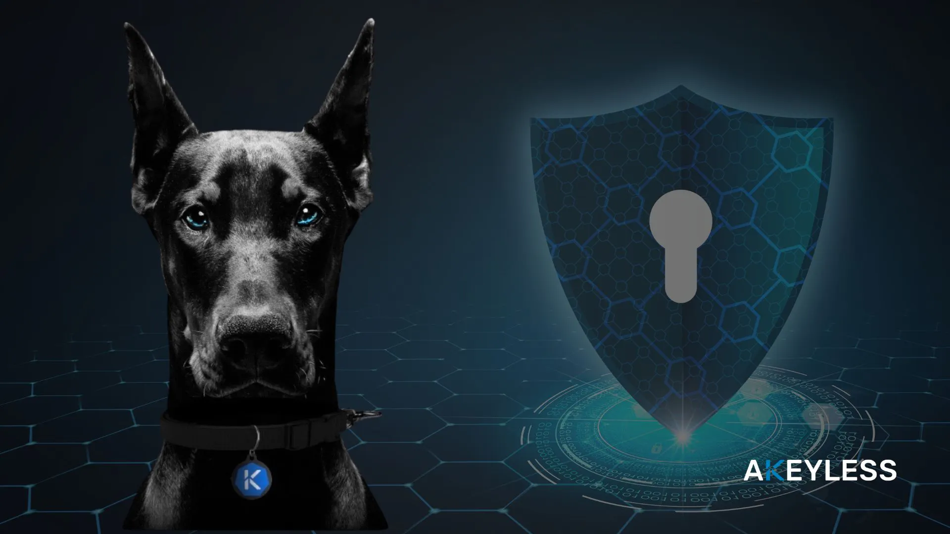 Akeyless black guard dog and cyber security logo