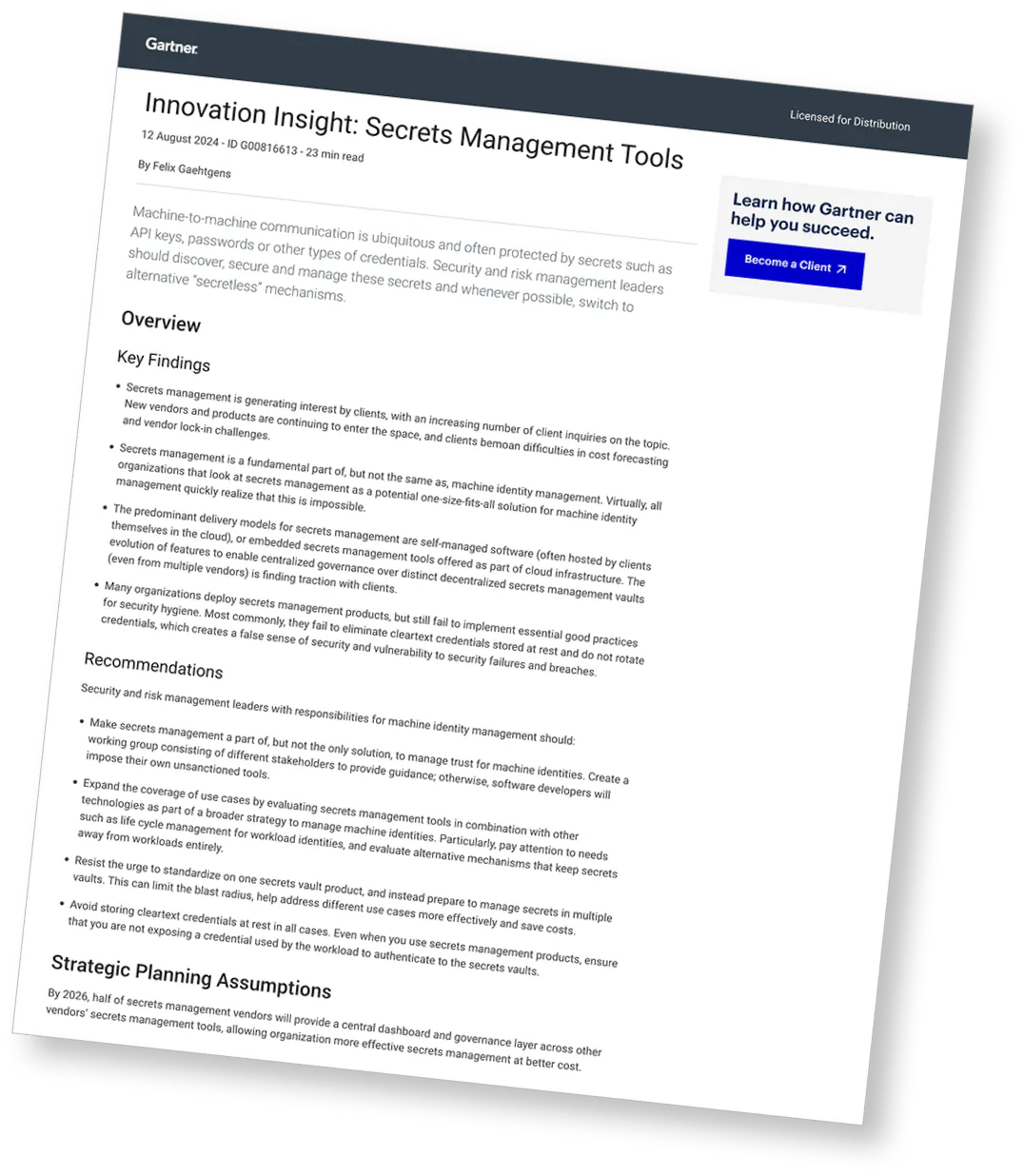 Gartner® Innovation Insights: 
Secrets Management Tools